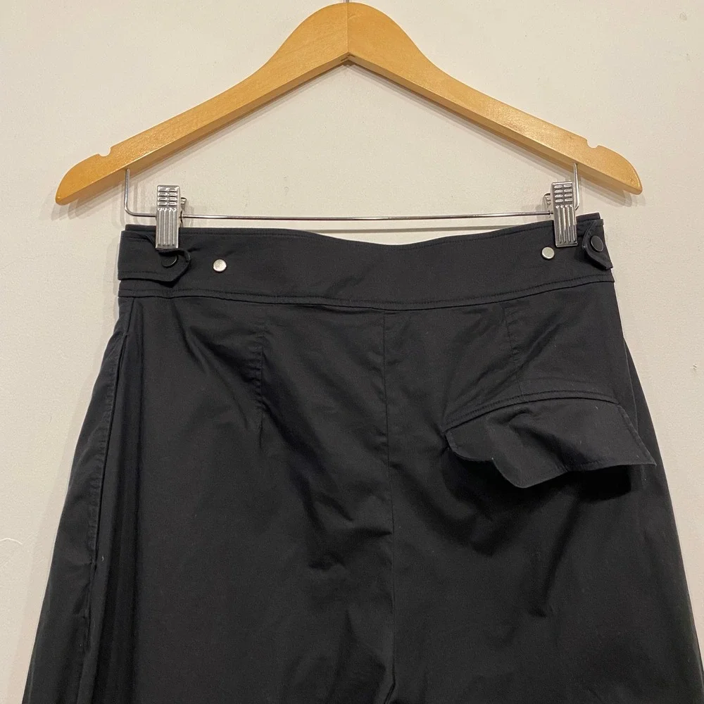 COS Black Tapered Barrel Leg Trousers High Waisted Cotton Blend Pants Womens 6 - Picture 6 of 7